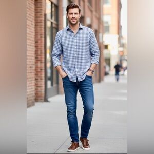 Michael Kors Blue Casual Button Down Shirt